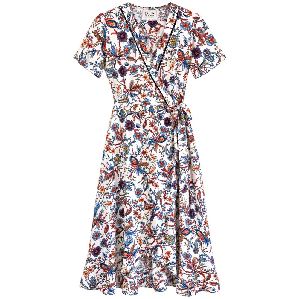 Molly Bracken Wrap Maxi Dress Small Floral Boho Cottagecore Ruffle Belted